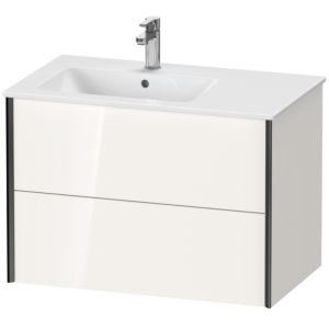 XViu Duravit vasque XV41580B222 81x48x56cm, 2 tiroirs, vasque à gauche, noir mat, blanc brillant