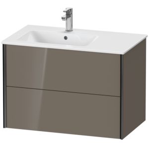XViu Duravit vasque XV41580B289 81x48x56cm, 2 tiroirs, vasque à gauche, noir mat, gris flanelle brillant