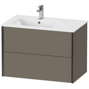 XViu Duravit vasque XV41580B290 81x48x56cm, 2 tiroirs, vasque à gauche, noir mat, flanelle gris soie mat