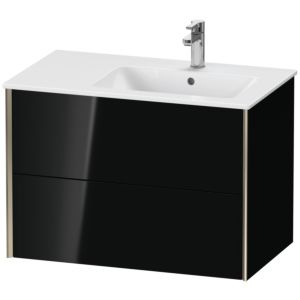 XViu Duravit vasque XV41590B140 81x48x56cm, 2 tiroirs, vasque à droite, champagne mat, noir brillant