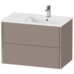 XViu Duravit vasque XV41590B143 81x48x56cm, 2 tiroirs, vasque à droite, champagne mat, basalte mat