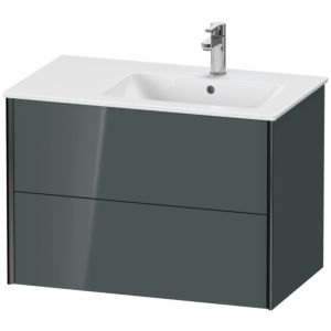 XViu Duravit vasque XV41590B238 81x48x56cm, 2 tiroirs, vasque à droite, noir mat, gris dolomiti brillant