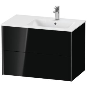XViu Duravit vasque XV41590B240 81x48x56cm, 2 tiroirs, vasque à droite, noir mat, noir brillant