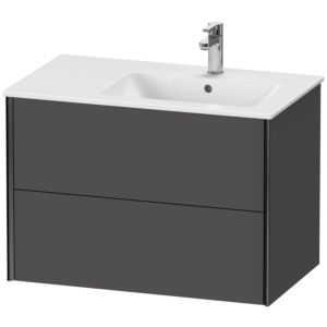 XViu Duravit vasque XV41590B249 81x48x56cm, 2 tiroirs, vasque à droite, noir mat, graphite mat