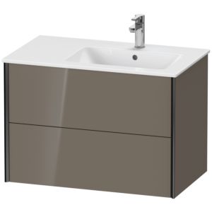 XViu Duravit vasque XV41590B289 81x48x56cm, 2 tiroirs, vasque à droite, noir mat, gris flanelle brillant