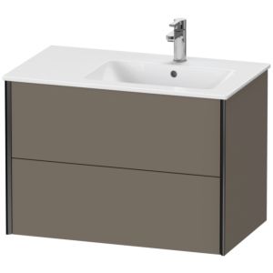 XViu Duravit vasque XV41590B290 81x48x56cm, 2 tiroirs, vasque à droite, noir mat, flanelle gris soie mat