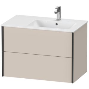 XViu Duravit vasque XV41590B291 81x48x56cm, 2 tiroirs, vasque à droite, noir mat, taupe mat
