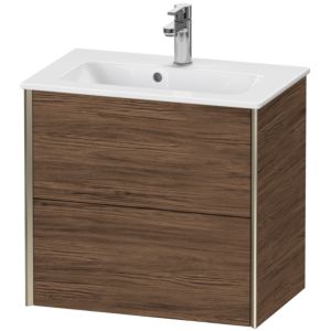 XViu Duravit vasque XV41780B121 61 x 56 x 39 cm, noyer foncé, 2 tiroirs, suspendu, champagne mat
