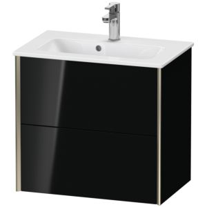 Duravit XViu Waschtisch-Unterschrank XV41780B140 61 x 56 x 39 cm, schwarz hochglanz, 2 Schubkästen, wandhängend, champagner matt