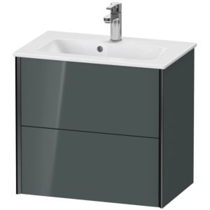 Duravit XViu Waschtisch-Unterschrank XV41780B238 61 x 56 x 39 cm, dolomiti grey hochglanz, 2 Schubkästen, wandhängend, schwarz matt
