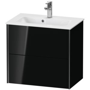 Duravit XViu Waschtisch-Unterschrank XV41780B240 61 x 56 x 39 cm, schwarz hochglanz, 2 Schubkästen, wandhängend, schwarz matt