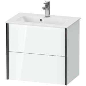 Duravit XViu Waschtisch-Unterschrank XV41780B285 61 x 56 x 39 cm, weiß hochglanz, 2 Schubkästen, wandhängend, schwarz matt