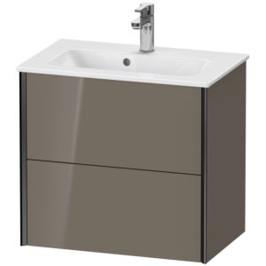 Duravit XViu Waschtisch-Unterschrank XV41780B289 61 x 56 x 39 cm, flannel grey hochglanz, 2 Schubkästen, wandhängend, schwarz matt