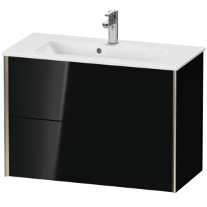 Duravit XViu Waschtisch-Unterschrank XV41790B140 81 x 56 x 39 cm, schwarz hochglanz, 2 Schubkästen, wandhängend, champagner matt