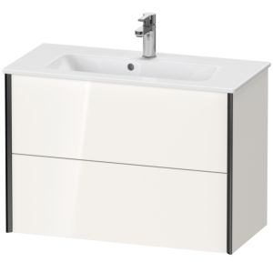 Duravit XViu Waschtisch-Unterschrank XV41790B222 81 x 56 x 39 cm, weiß hochglanz, 2 Schubkästen, wandhängend, schwarz matt
