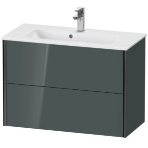 Duravit XViu Waschtisch-Unterschrank XV41790B238 81 x 56 x 39 cm, dolomiti grey hochglanz, 2 Schubkästen, wandhängend, schwarz matt