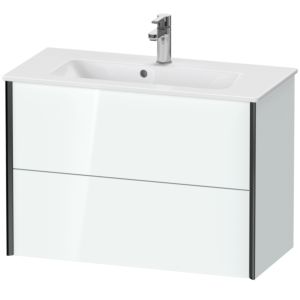 XViu Duravit vasque XV41790B285 81 x 56 x 39 cm, blanc brillant, 2 tiroirs, suspendu, noir mat