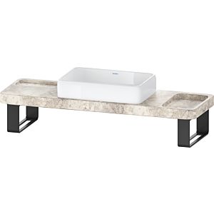 Duravit Qatego ensemble console de lavabo D4800800 140x45x90cm, avec console, support de console, travertin gris poli