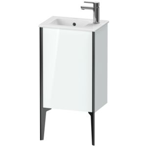 Duravit XViu Waschtisch-Unterschrank XV4480LB285 41x29x59,4cm, stehend, schwarz matt, Anschlag links, weiß hochglanz