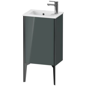 XViu Duravit vasque XV4480RB238 41x29x59,4cm, sur pied, noir mat, butée à droite, gris dolomiti brillant