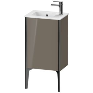 XViu Duravit vasque XV4480RB289 41x29x59,4cm, sur pied, noir mat, butée à droite, gris flanelle brillant