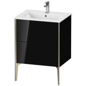 XViu Duravit vasque XV44810B140 61 x 59,4 x 48 cm, noir brillant, 2 coulissants, debout, champagne mat