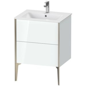 Duravit XViu vanity unit XV44810B185 61 x 59.4 x 48 cm, white high gloss, 2 pull-outs, standing, matt champagne