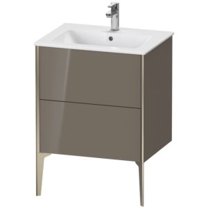 Duravit XViu vanity unit XV44810B189 61 x 59.4 x 48 cm, flannel gray high gloss, 2 pull-outs, standing, matt champagne