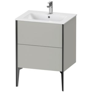 XViu Duravit vasque XV44810B207 61 x 59,4 x 48 cm, gris béton mat, 2 coulissants, debout, noir mat