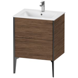 XViu Duravit vasque XV44810B221 61 x 59,4 x 48 cm, noyer foncé, 2 coulissants, debout, noir mat