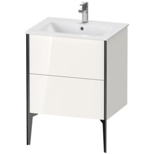 Duravit XViu Waschtisch-Unterschrank XV44810B222 61 x 59,4 x 48 cm, weiß hochglanz, 2 Auszüge, stehend, schwarz matt