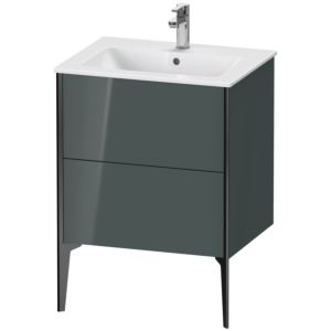 Duravit XViu Waschtisch-Unterschrank XV44810B238 61 x 59,4 x 48 cm, dolomiti grey hochglanz, 2 Auszüge, stehend, schwarz matt