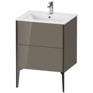 XViu Duravit vasque XV44810B289 61 x 59,4 x 48 cm, gris flanelle brillant, 2 coulissants, debout, noir mat