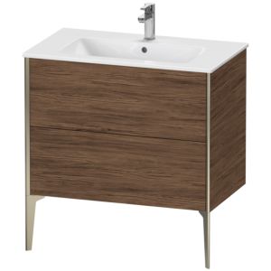 XViu Duravit vasque XV44820B121 81 x 59,4 x 48 cm, noyer foncé, 2 coulissants, debout, champagne mat