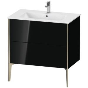 Duravit XViu Waschtisch-Unterschrank XV44820B140 81 x 59,4 x 48 cm, schwarz hochglanz, 2 Auszüge, stehend, champagner matt