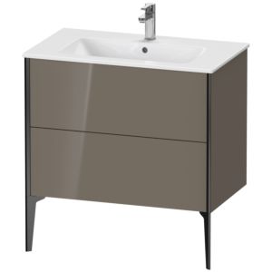 Duravit XViu Waschtisch-Unterschrank XV44820B289 81 x 59,4 x 48 cm, flannel grey hochglanz, 2 Auszüge, stehend, schwarz matt