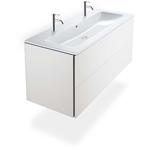 Duravit Me by Starck furniture washbasin 23611200241 123x49cm, 2 tap holes, with overflow, with tap hole bank, white WonderGliss