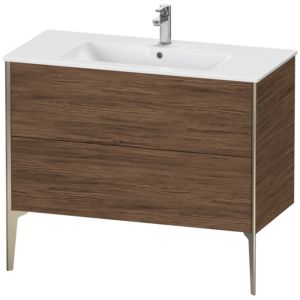XViu Duravit vasque XV44830B121 101 x 59,4 x 48 cm, noyer foncé, 2 coulissants, debout, champagne mat