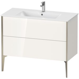 Duravit XViu vanity unit XV44830B122 101 x 59.4 x 48 cm, white high gloss, 2 pull-outs, standing, matt champagne