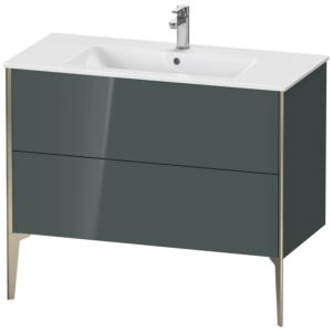 Duravit XViu vanity unit XV44830B138 101 x 59.4 x 48 cm, dolomiti gray high gloss, 2 pull-outs, standing, matt champagne
