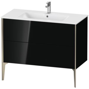 Duravit XViu vanity unit XV44830B140 101 x 59.4 x 48 cm, black high gloss, 2 pull-outs, standing, matt champagne