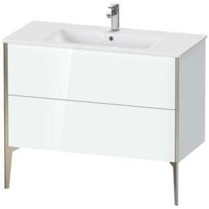 Duravit XViu Waschtisch-Unterschrank XV44830B185 101 x 59,4 x 48 cm, weiß hochglanz, 2 Auszüge, stehend, champagner matt