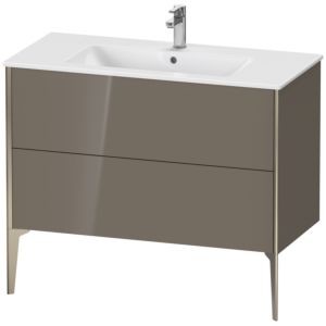 Duravit XViu vanity unit XV44830B189 101 x 59.4 x 48 cm, flannel gray high gloss, 2 pull-outs, standing, matt champagne