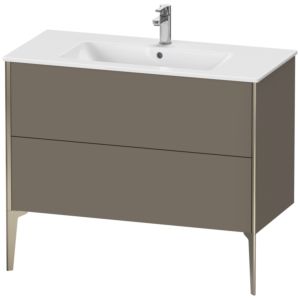 XViu Duravit vasque XV44830B190 101 x 59,4 x 48 cm, flanelle gris soie mat, 2 coulissants, debout, champagne mat