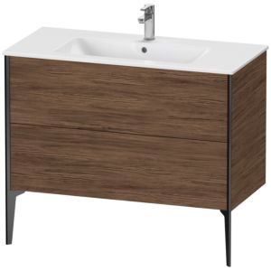 XViu Duravit vasque XV44830B221 101 x 59,4 x 48 cm, noyer foncé, 2 coulissants, debout, noir mat