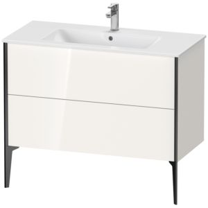 Duravit XViu Waschtisch-Unterschrank XV44830B222 101 x 59,4 x 48 cm, weiß hochglanz, 2 Auszüge, stehend, schwarz matt