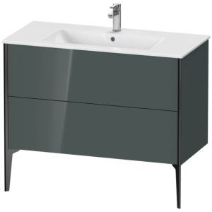 Duravit XViu vanity unit XV44830B238 101 x 59.4 x 48 cm, dolomiti gray high gloss, 2 pull-outs, standing, matt black