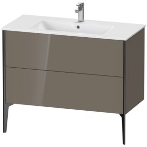 Duravit XViu Waschtisch-Unterschrank XV44830B289 101 x 59,4 x 48 cm, flannel grey hochglanz, 2 Auszüge, stehend, schwarz matt