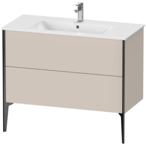 Duravit XViu Waschtisch-Unterschrank XV44830B291 101 x 59,4 x 48 cm, taupe matt, 2 Auszüge, stehend, schwarz matt