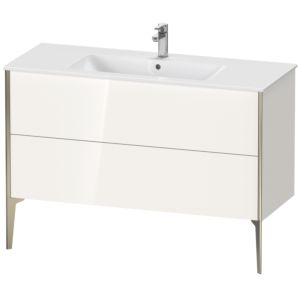 Duravit XViu vanity unit XV44840B122 121 x 59.4 x 48 cm, white high gloss, 2 pull-outs, standing, matt champagne